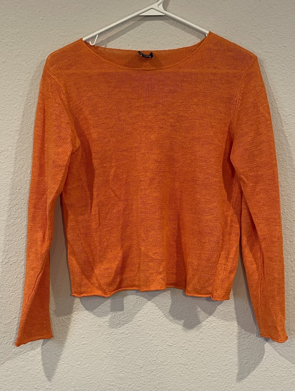 Eileen Fisher Vintage 2010s Classic Cozy Orange Knit Crewneck Sweater Size Small